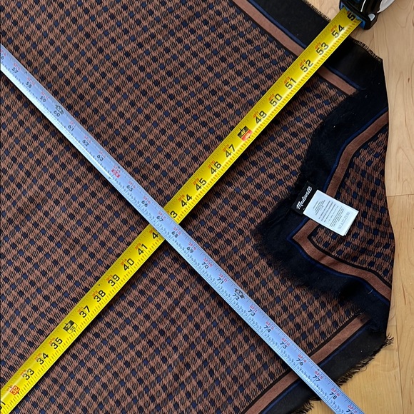 🐑Cashmere/Modal SOFT Thin Oversized Brown/Navy/Black Houndstooth Madewell Scarf - Picture 5 of 17